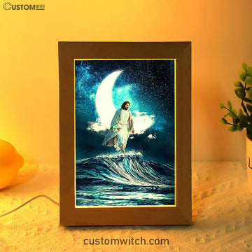 Jesus Walks On Water Art Frame Lamp - Jesus Portrait Frame Lamp Prints - Christian Art