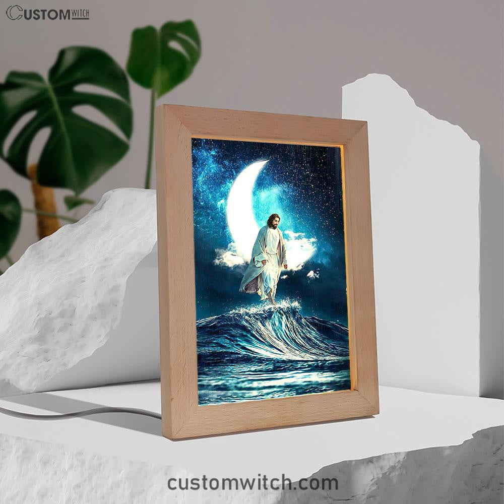 Jesus Walks On Water Art Frame Lamp - Jesus Portrait Frame Lamp Prints - Christian Art