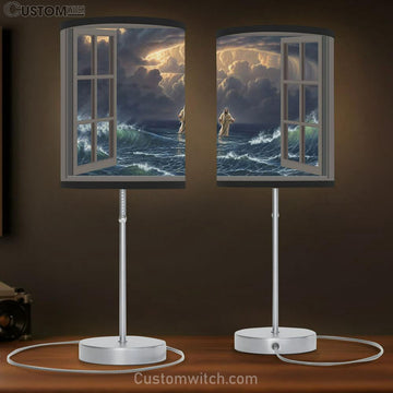Jesus Walks On Water Table Lamp Gift - Jesus Christ Table Lamp - Christian Table Lamp Prints