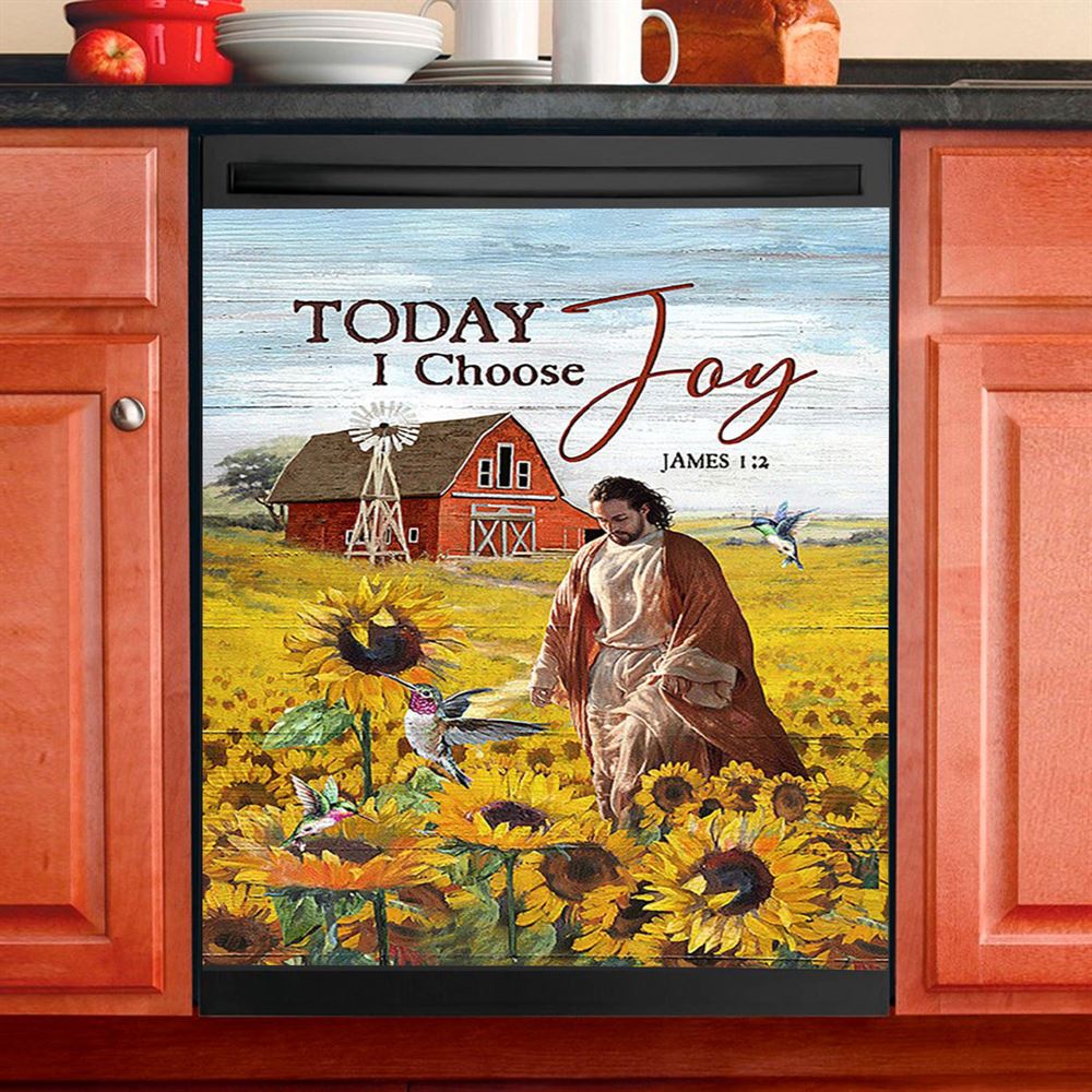 Jesus Walks On Water Dishwasher Cover, Jesus Portrait Dishwasher Wrap, Christian Kitchen Decoration