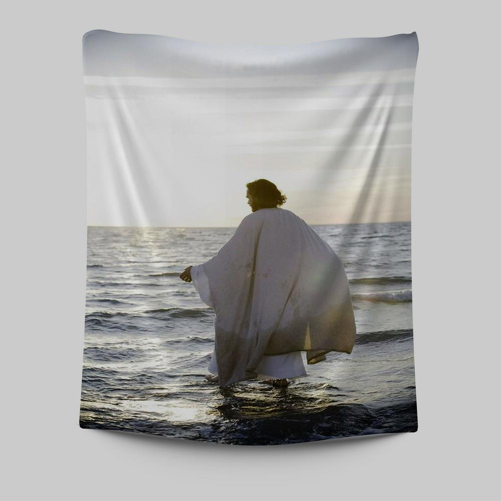 Jesus Walks On Water Tapestry Art - Jesus Wall Decor - Christian Wall Art