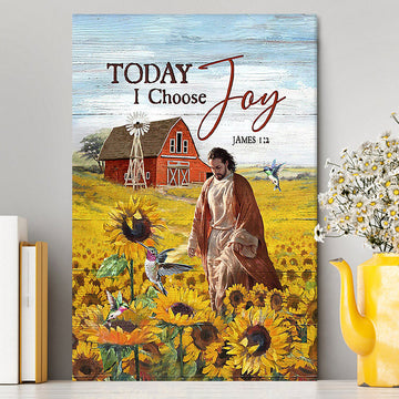 Jesus Walks Sunflower Field Canvas - Today I Choose Joy Canvas - Christian Wall Art - Religious Home Decor
