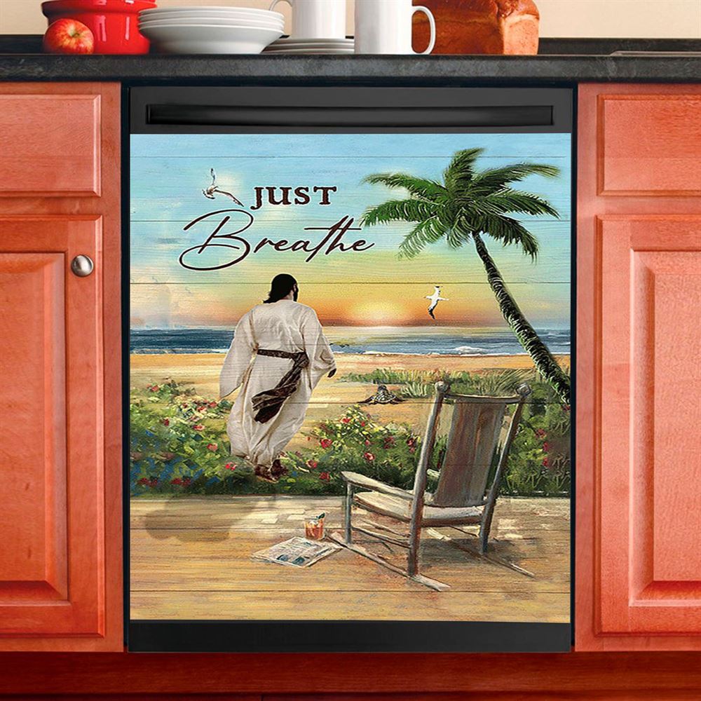 Jesus Walks Sunflower Field Dishwasher Cover, Today I Choose Joy Dishwasher Wrap, Christian Kitchen Decoration