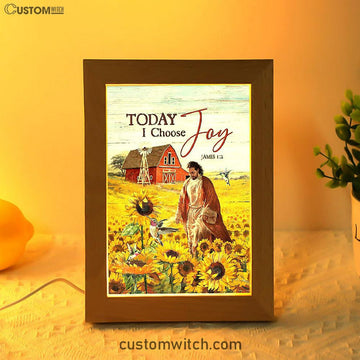 Jesus Walks Sunflower Field Frame Lamp - Today I Choose Joy Frame Lamp - Christian Art - Religious Home Decor
