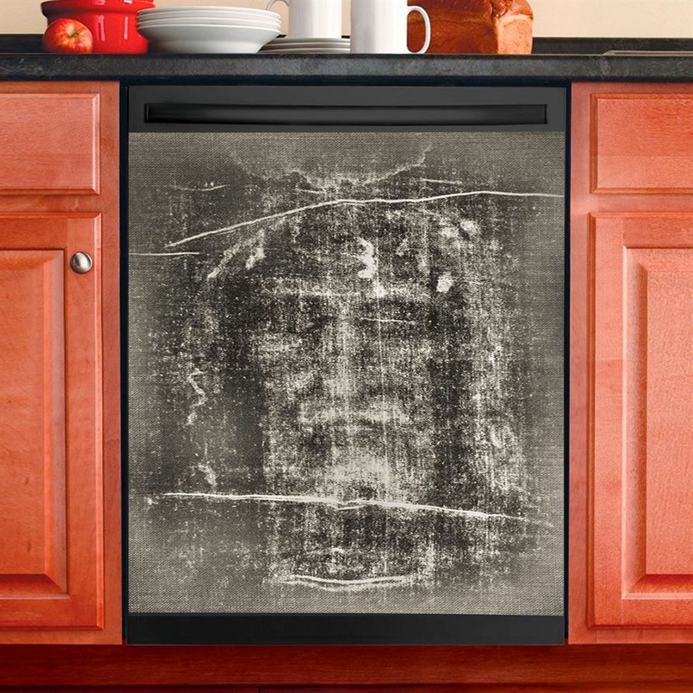 Jesus Walks Sunset Beach Just Breathe Dishwasher Cover, Christian Dishwasher Wrap, Religious Kitchen Decoration