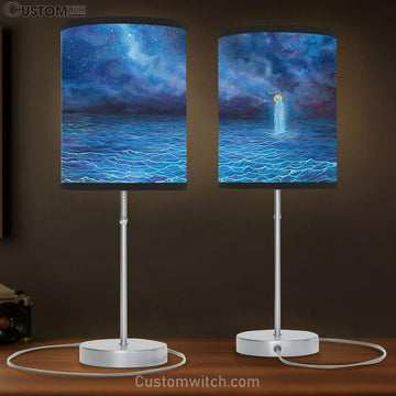 Jesus Walks Water Table Lamp Prints - Christian Lamp Gift - Christian Home Decor