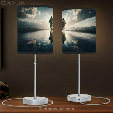 Jesus Walks Water Religious Table Lamp Pictures - Faith Art - Christian Table Lamp Gift Decor