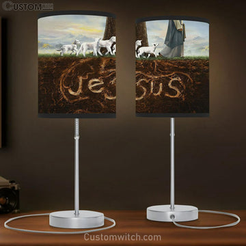 Jesus Walks With The Lamp Forest Table Lamp Art - Bible Verse Lamp Gift - Christian Bedroom Decor