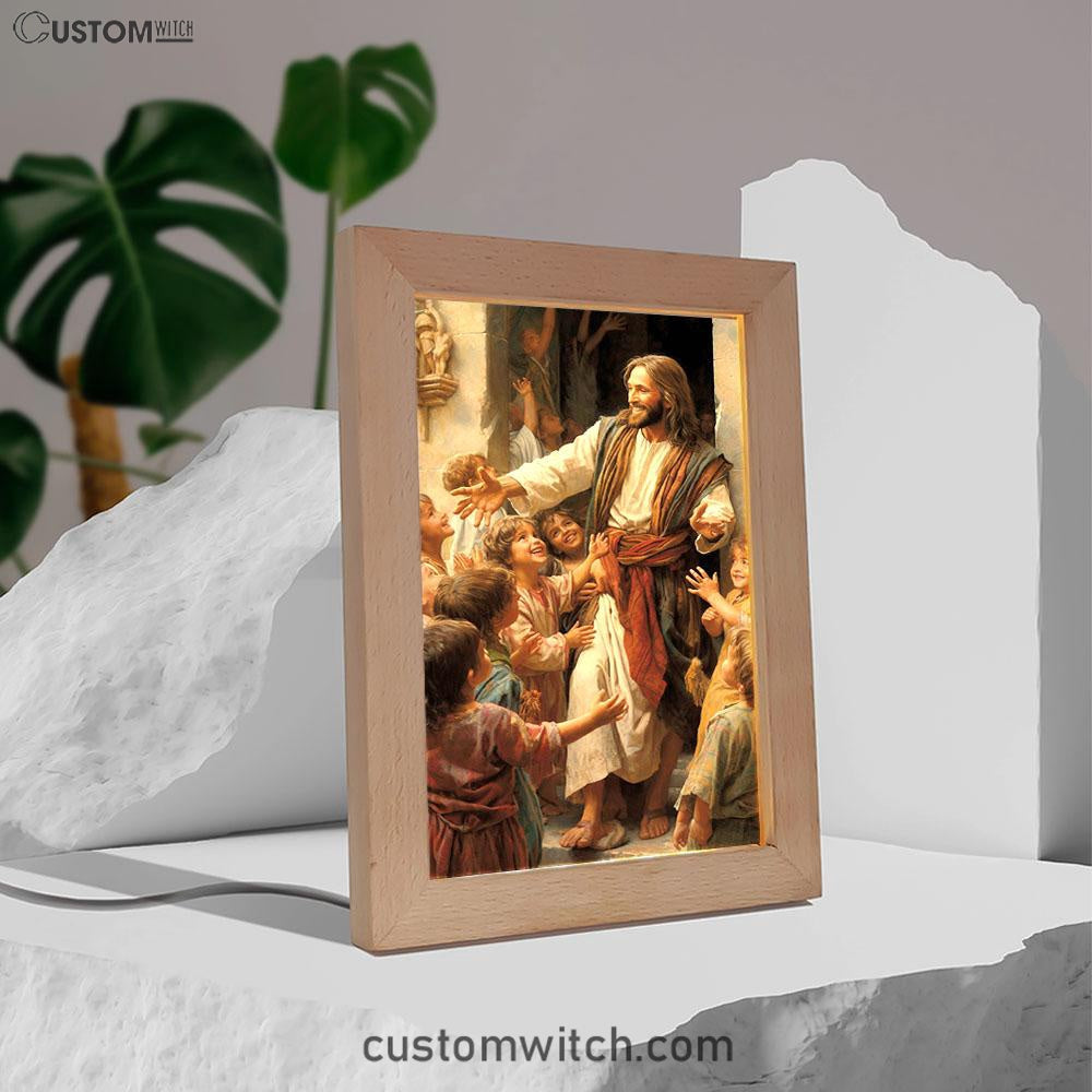 Jesus Was Surrounded By Children Frame Lamp Prints - Jesus Frame Lamp Art - Christian Art Decor