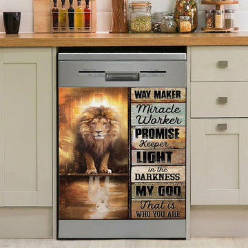 Jesus Way Maker Lion Of Judah Dishwasher Cover, Bible Verse Dishwasher Wrap, Scripture Kitchen Decoration