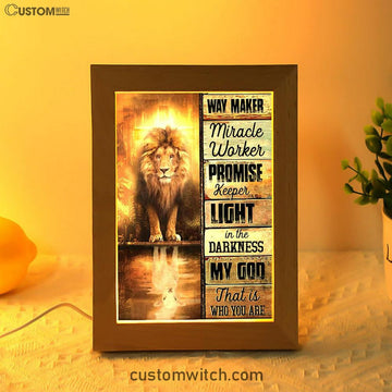 Jesus Way Maker Lion Of Judah Frame Lamp Prints - Bible Verse Decor - Scripture Art