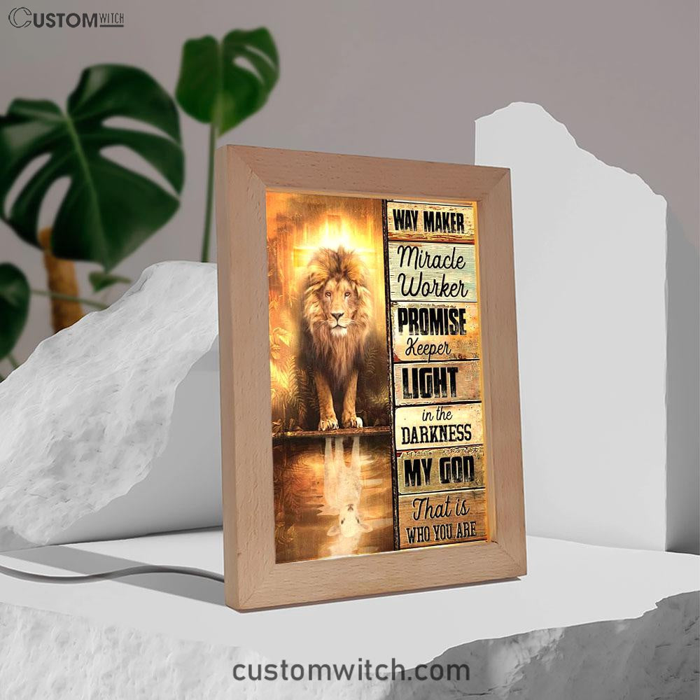 Jesus Way Maker Lion Of Judah Frame Lamp Prints - Bible Verse Decor - Scripture Art