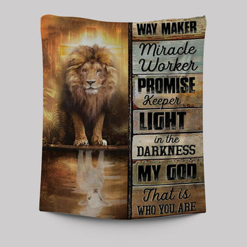 Jesus Way Maker Lion Of Judah Tapestry Prints - Bible Verse Wall Decor - Scripture Wall Art
