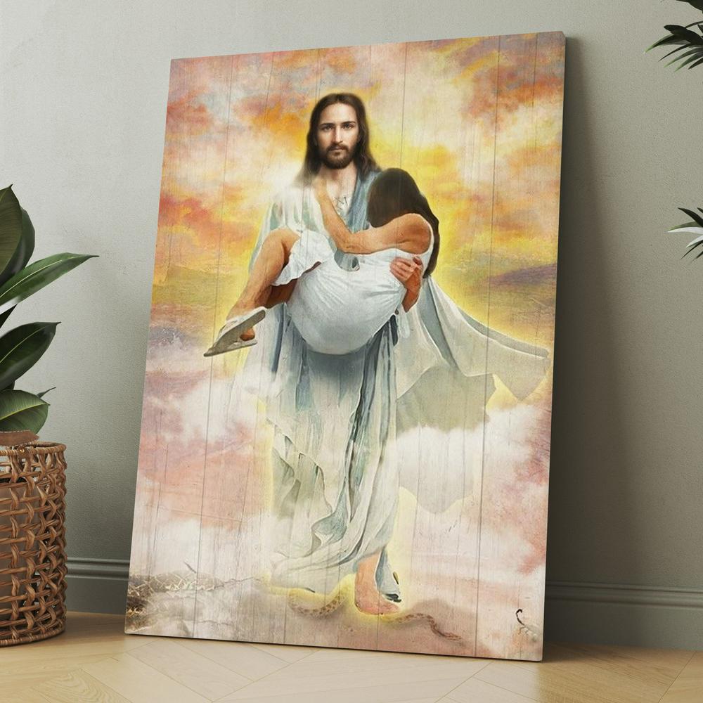 Jesus Way To Heaven Walking With Jesus Canvas, Christmas Gift for Christian