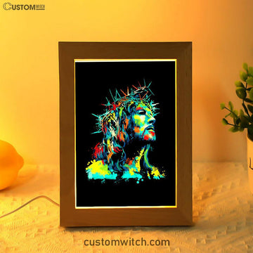 Jesus Wearing Crown Of Thorns Frame Lamp Prints - Jesus Christ Frame Lamp Art - Christian Decor
