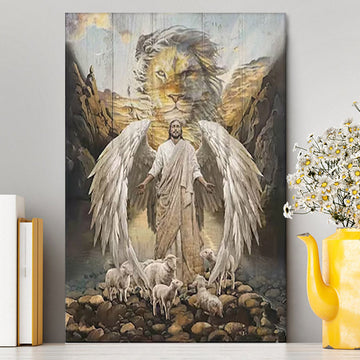 Jesus Wings Lamb Lion Canvas Prints - Lion Canvas Art - Christian Inspirational Canvas