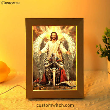 Jesus Wings Warrior Of God Art Frame Lamp - Jesus Portrait Frame Lamp Prints - Christian Art