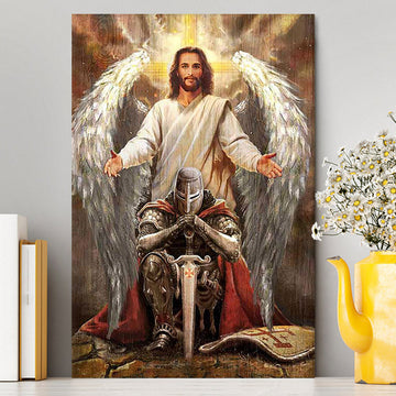 Jesus Wings Warrior Of God Wall Art Canvas - Jesus Portrait Canvas Prints - Christian Wall Art