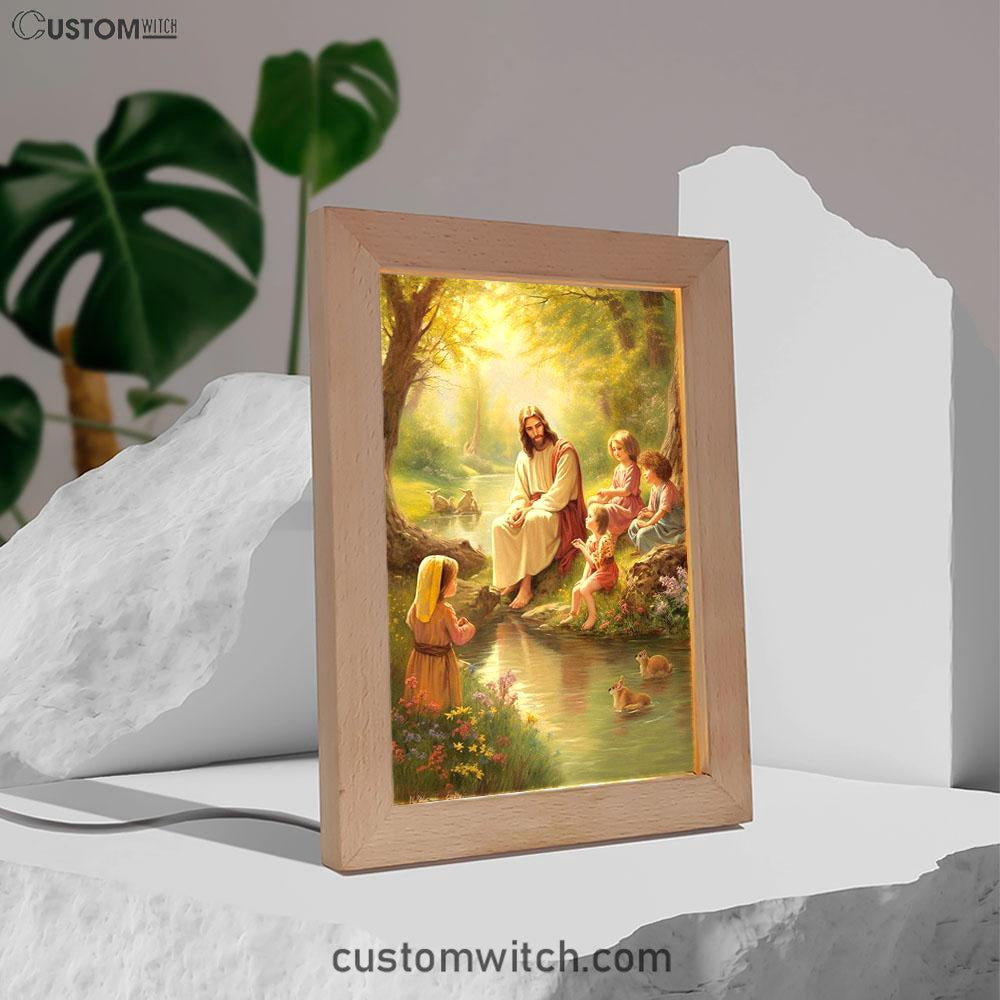 Jesus With Children Frame Lamp Prints - Jesus Frame Lamp Art - Christian Art Decor