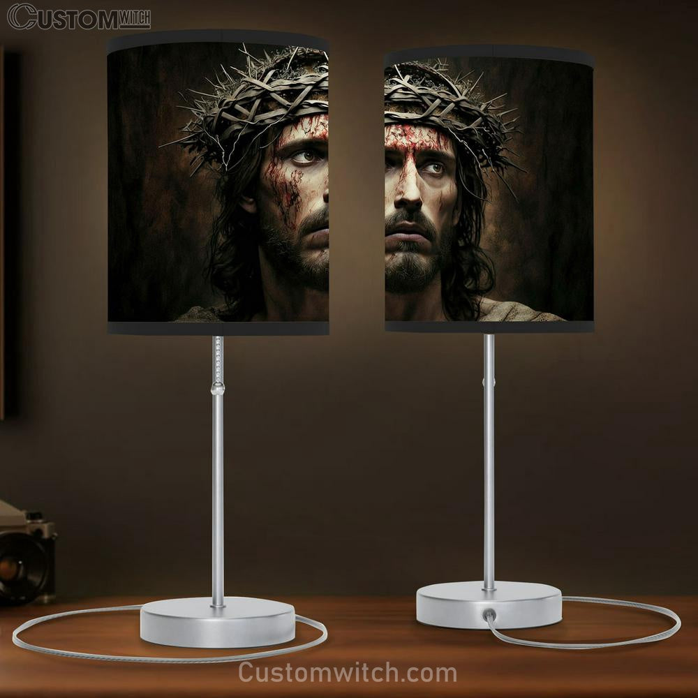 Jesus With Crown Thorns Easter Crucification Resurrection Table Lamp Pictures - Faith Art - Christian Table Lamp Gift Decor