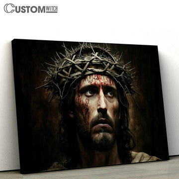 Jesus With Crown Thorns Easter Crucification Resurrection Canvas Pictures - Faith Art - Christian Canvas Wall Art Decor