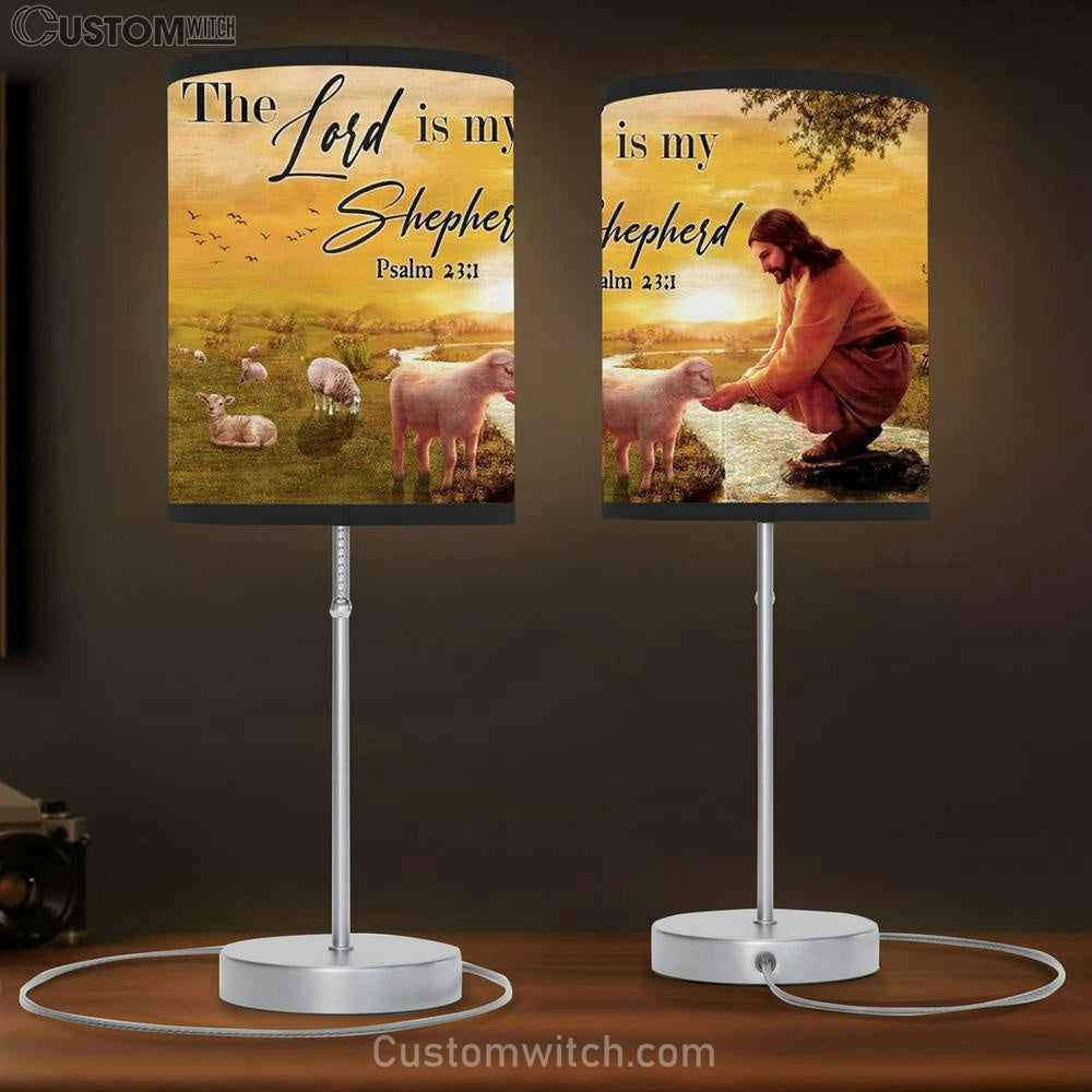 Jesus With Lamp, Stunning Sunset, The Lord Is My Shepherd Table Lamp