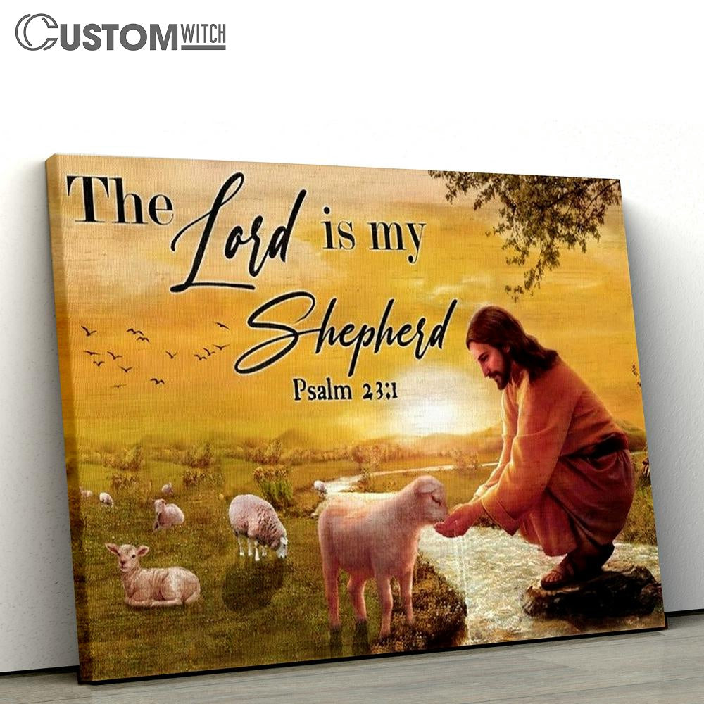 Jesus With Lamb, Stunning Sunset, The Lord Is My Shepherd Canvas Poster
