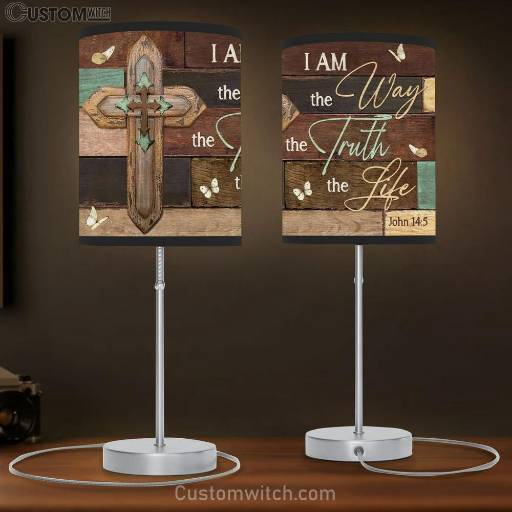 Jesus Wooden Cross I Am The Way The Truth The Life Table Lamp