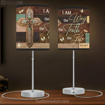Jesus Wooden Cross I Am The Way The Truth The Life Table Lamp