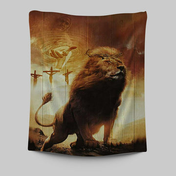 Jesus&#39;s Hand Lion Of Judah Crosses Wall Art Tapestry - Jesus Portrait Tapestry Prints - Christian Wall Art