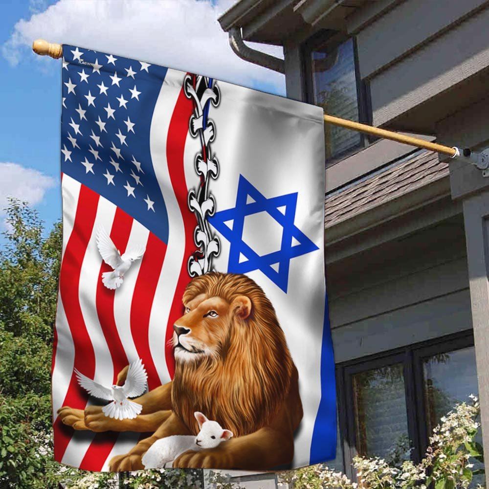 Jewish Israel Lion Of Judah Israel American Flag, Outdoor House Flags, Christian Flag, Scripture Flag, Garden Banner