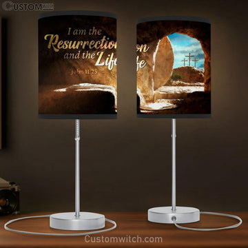 John 1125 I Am The Resurrection And The Life Lamp Gift Table Lamp - Christian Lamp Gift Decor - Scripture Table Lamp Prints