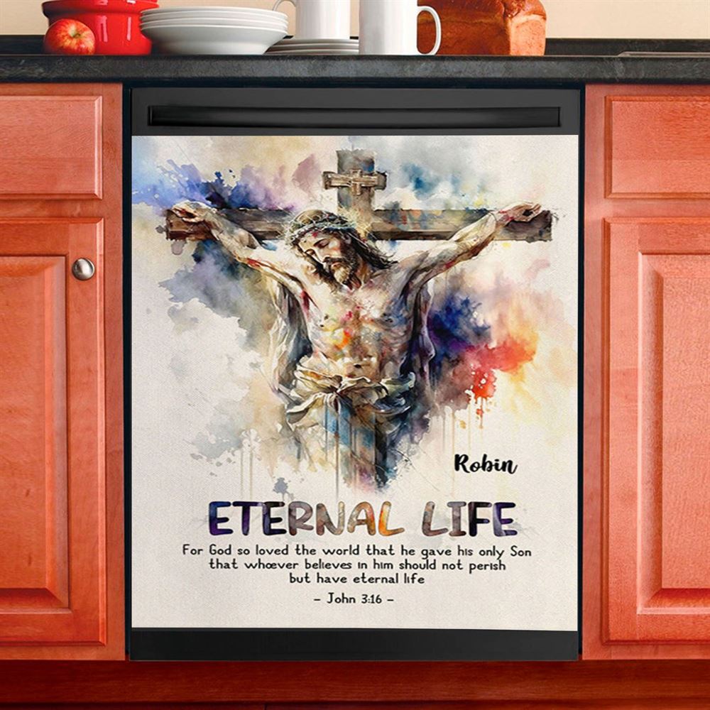 John 316 For God So Loved The World Personalized Dishwasher Cover, Christian Dishwasher Wrap, Bible Verse Gift For Women Of God