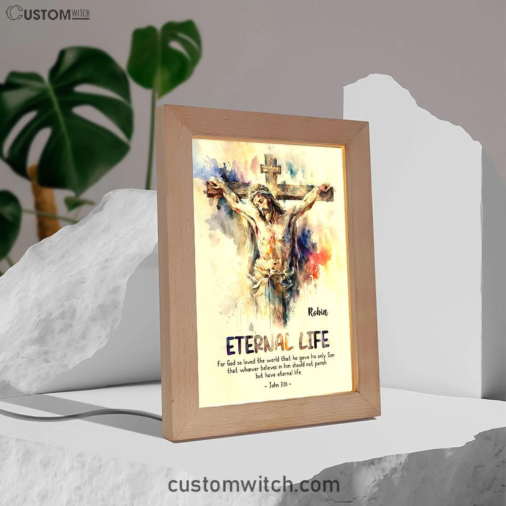 John 316 For God So Loved The World Personalized Frame Lamp Art - Christian Night Light - Bible Verse Gift For Women Of God