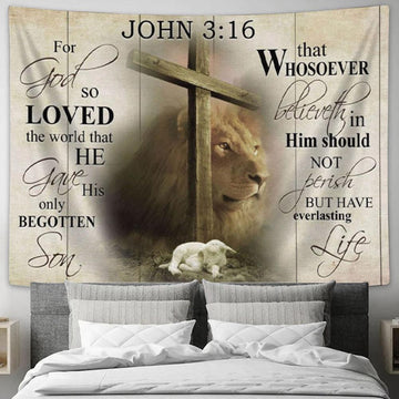 John 316 Wall Art For God So Loved The World John 316 Kjv Tapestry Print - Christian Wall Decor