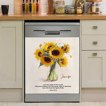 John 81 I Am The Light Of The World Personalized Dishwasher Cover, Christian Dishwasher Wrap, Bible Verse Gift For Women Of God