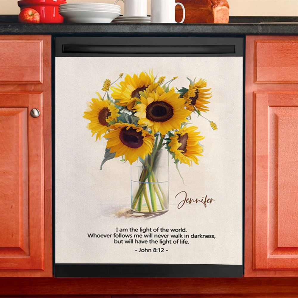 John 81 I Am The Light Of The World Personalized Dishwasher Cover, Christian Dishwasher Wrap, Bible Verse Gift For Women Of God