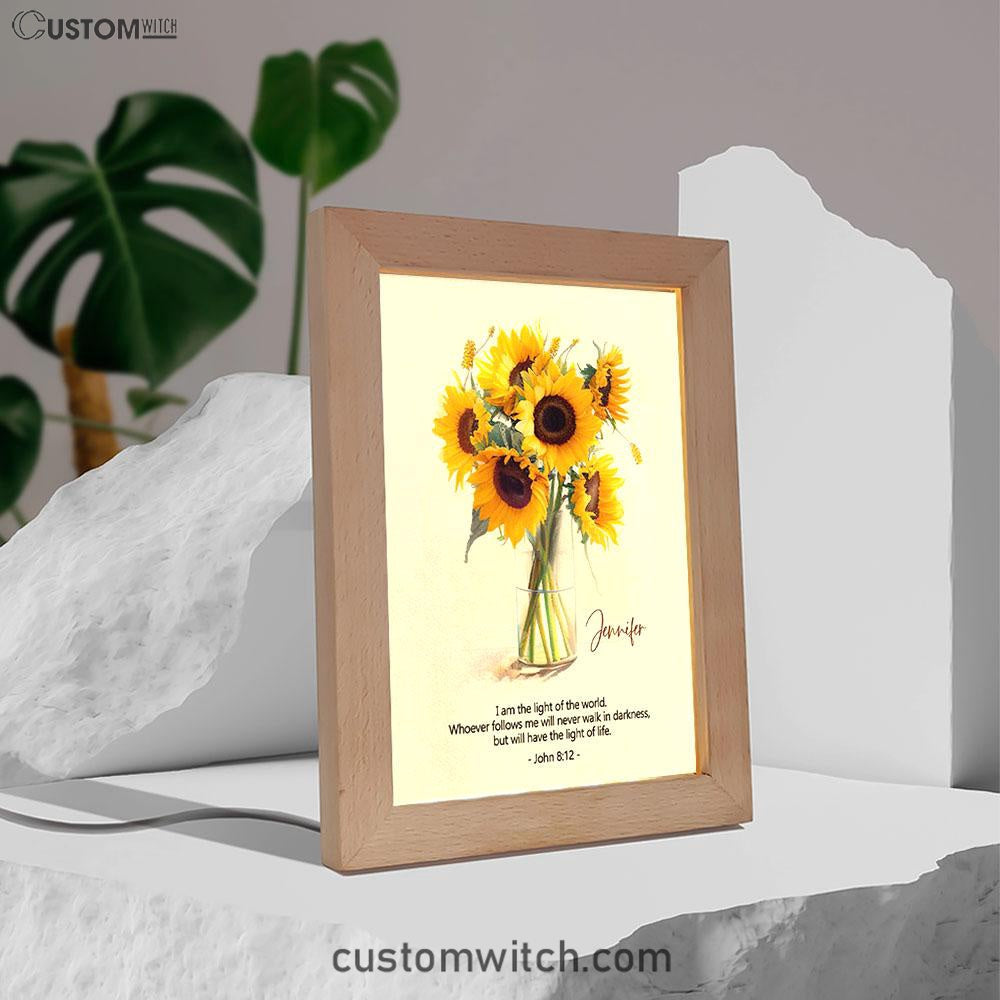 John 81 I Am The Light Of The World Personalized Frame Lamp Art - Christian Night Light - Bible Verse Gift For Women Of God