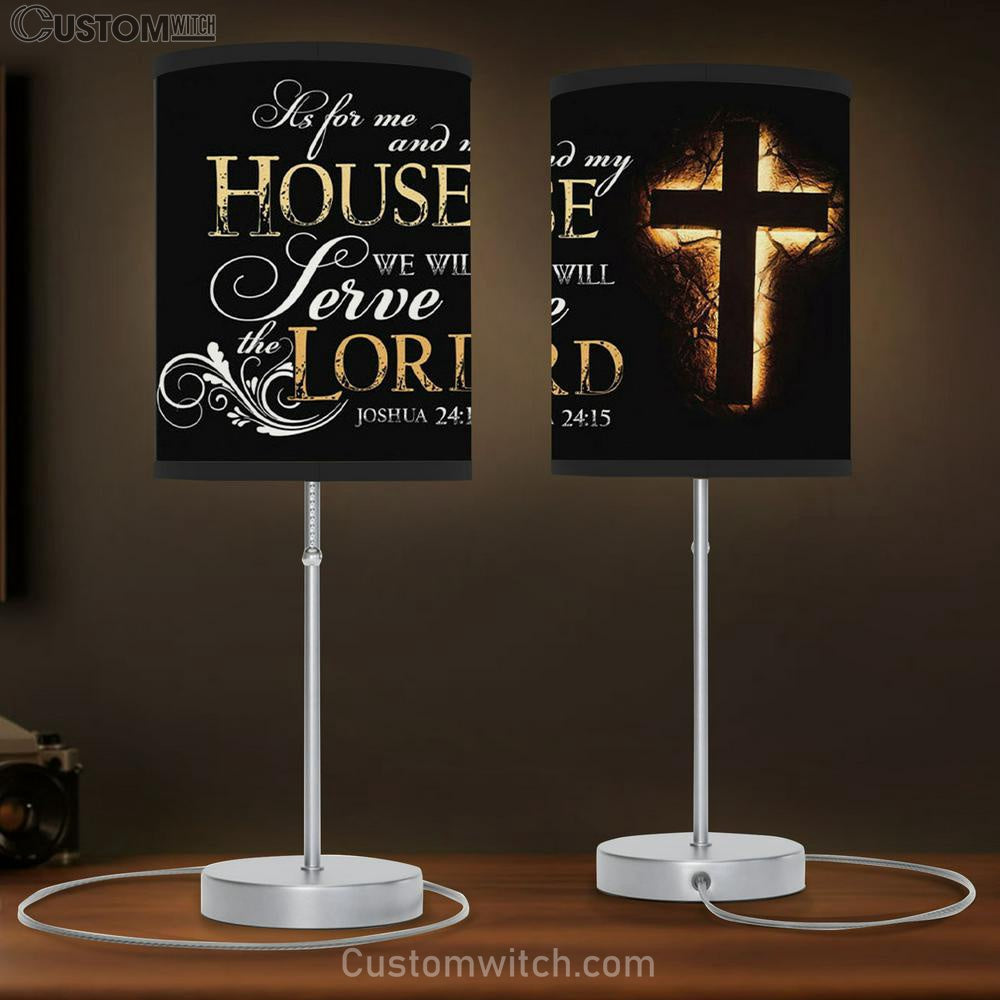 Joshua 2415 Table Lamp Gift - Bible Verse Table Lamp Gift Print - Christian Bedroom Decor