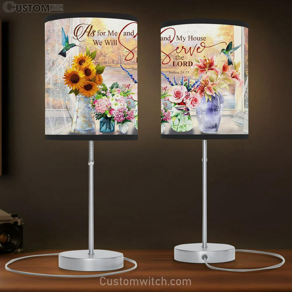 Joshua 2415 Kjv Floral Hummingbird Table Lamp Gift - Christian Bedroom Decor