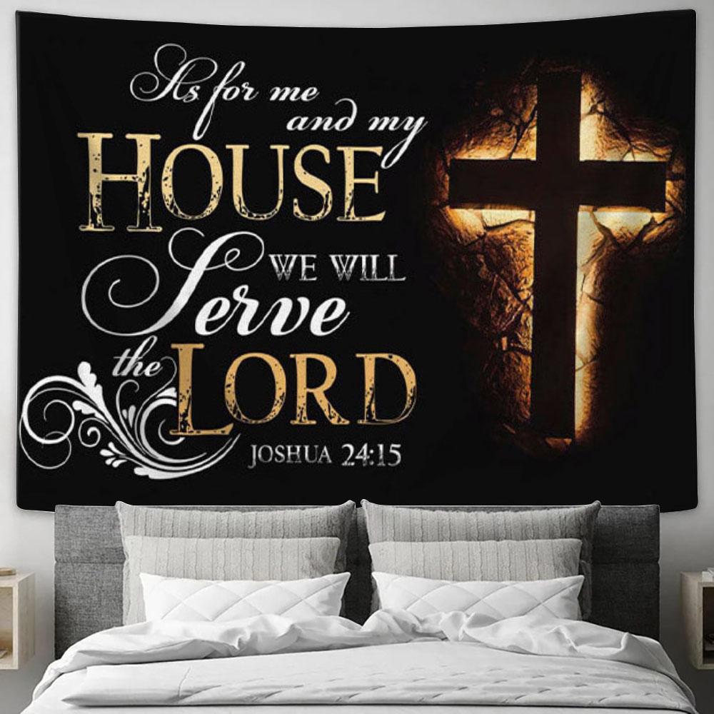 Joshua 2415 Tapestry Wall Art - Bible Verse Tapestry Wall Art Print - Christian Wall Decor