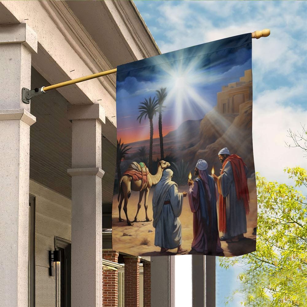 Journey Of The Magic In The Desert Oasis Flag, Christian Christmas House Flag, Christmas Outdoor Decor Ideas