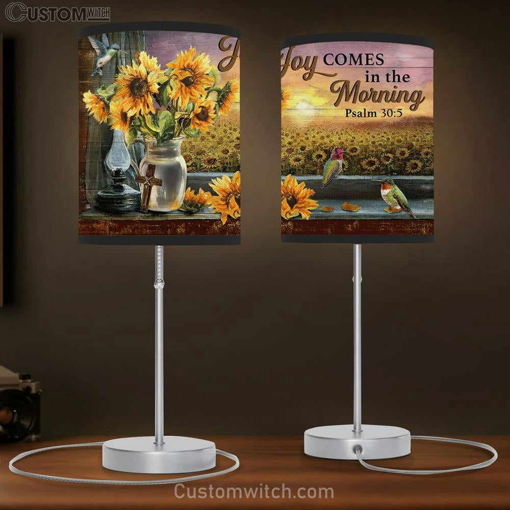 Joy Comes In The Morning Sunflower Hummingbird Large Table Lamp - Christian Table Lamp Prints - Religious Table Lamp Art