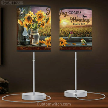 Joy Comes In The Morning Sunflower Hummingbird Large Table Lamp - Christian Table Lamp Prints - Religious Table Lamp Art