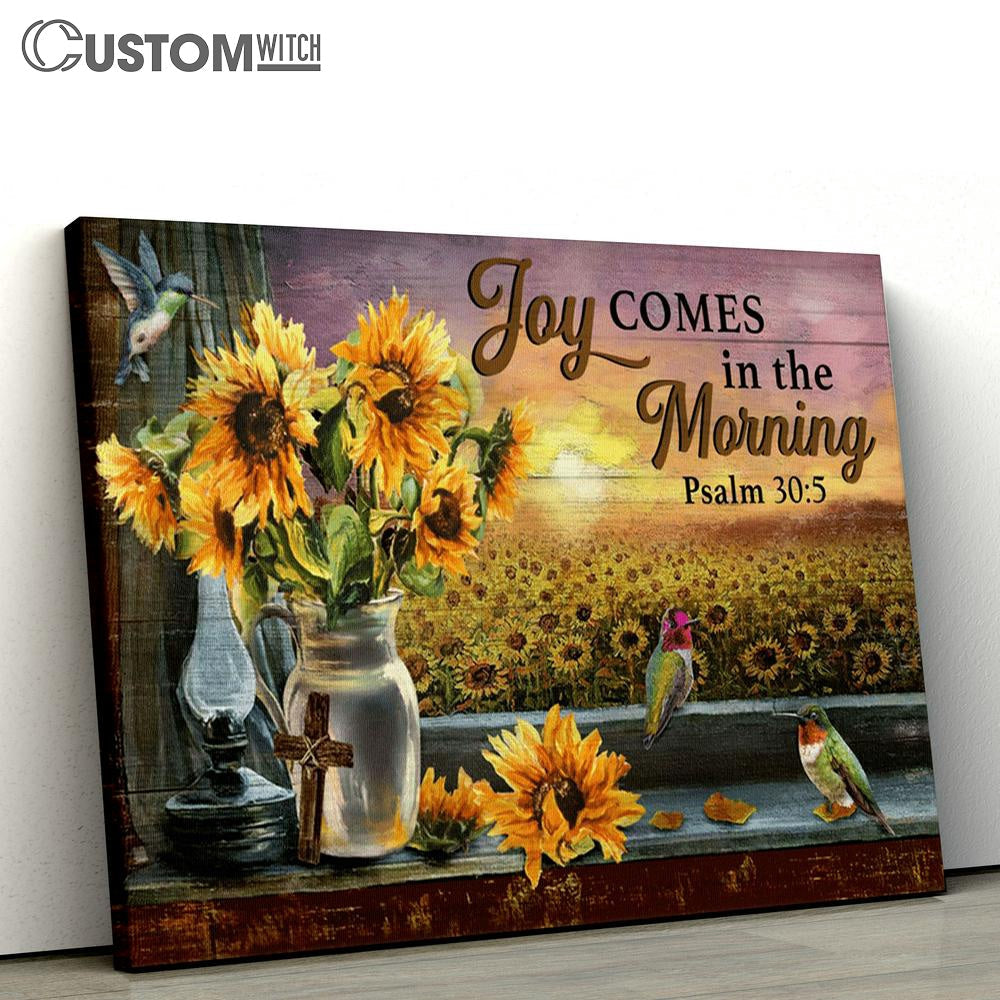 Joy Comes In The Morning Sunflower Hummingbird Large Canvas - Christian Canvas Prints - Religious Canvas Art