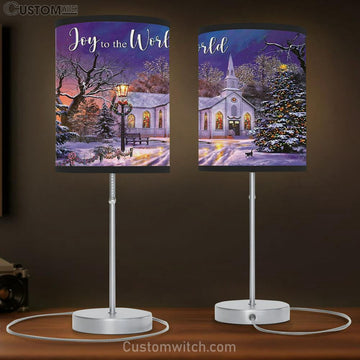 Joy To The World - Country Church In Snow - Christmas Table Lamp Gift - Christian Bedroom Decor