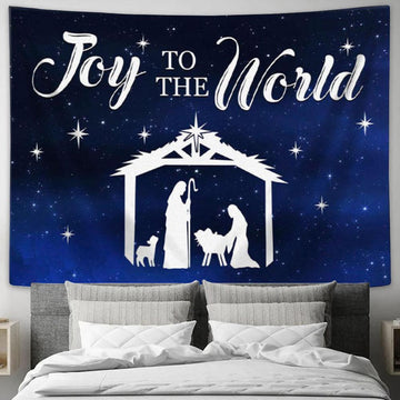 Joy To The World - Nativity Scene - Christmas Tapestry Wall Art - Christian Wall Decor