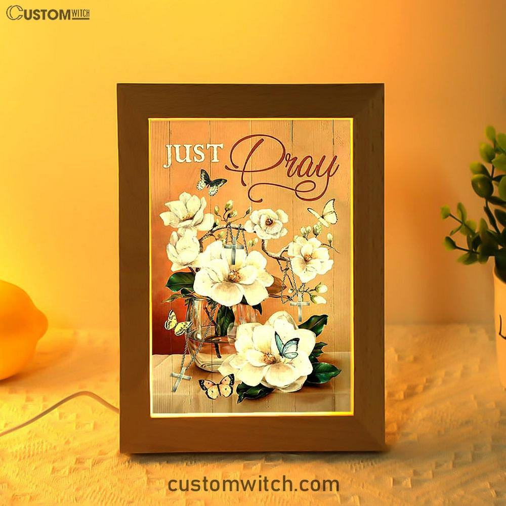 Just Breathe Art Frame Lamp - Bible Verse Wooden Lamp - Christian Art Home Decor