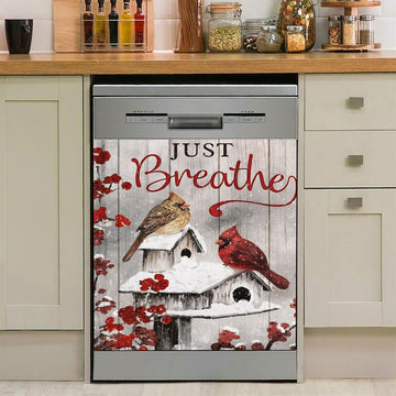 Just Breathe Daisy Flower Dragonfly Dishwasher Cover, Christian Dishwasher Wrap, Bible Verse Kitchen Decoration