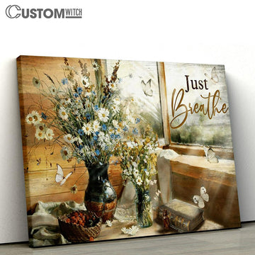 Just Breathe Flower Butterfly Window Large Canvas - Christian Canvas Prints - Religious Canvas Art